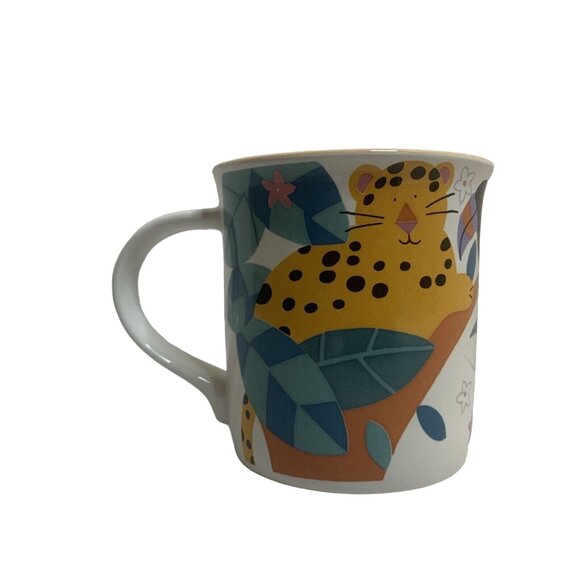 Mikasa Jungle Friends Leopard Coffee Mug Stoneware Cheetah Parrots Giraffe - Picture 3 of 10